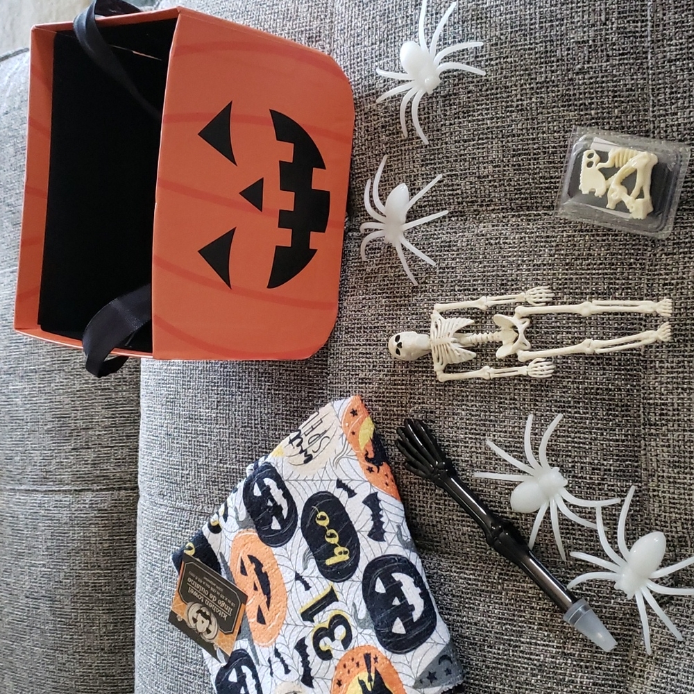 Halloween Towel and Assortment of Halloween Items